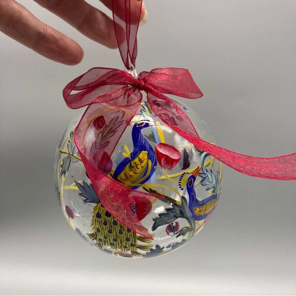 Dillards Handpainted Glass Ornament EVC